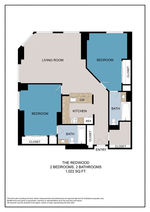 The Redwood Floor Plan at ELEVATE Apartment Homes, Minneapolis